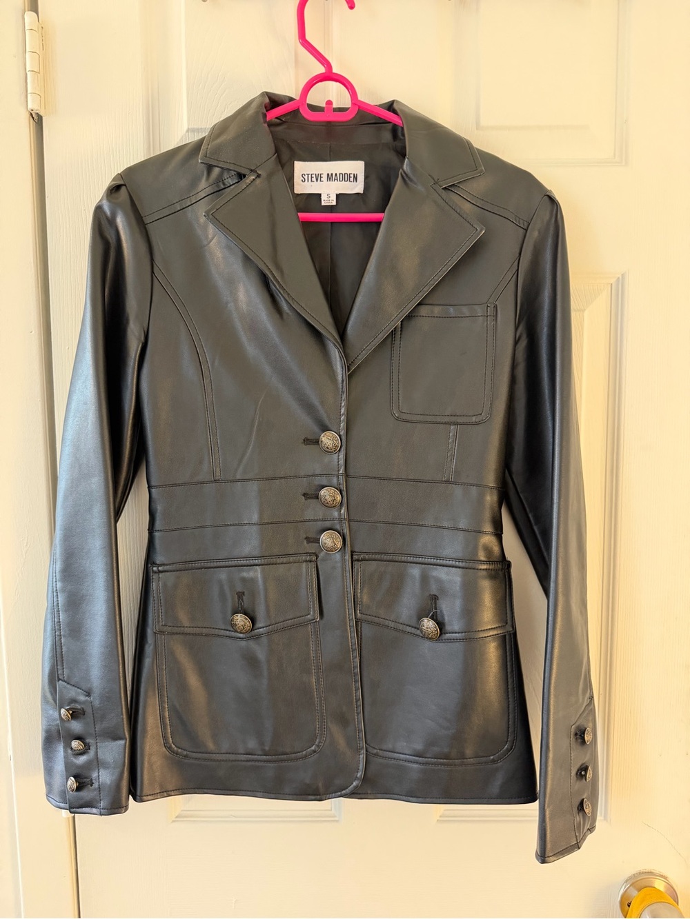 Steve Madden Black Faux Leather Blazer